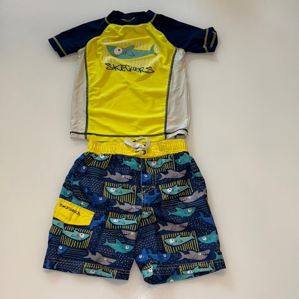 Skechers Yellow and Blue Rashguard Swim Set